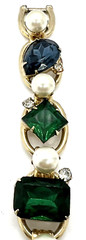 Bold Juliana D&E Bracelet ~ Huge Rhinestones, Flanked by Pearls & Tiny Diamonds