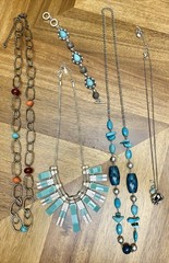 Vintage Turquoise Color Signed RMN JLo Fossil Necklace Bracelet Jewelry Lot