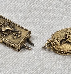 Vtg Corday Charms Set Of 2 Solid Perfume Unicorn In Captivity Rectangle & Oval