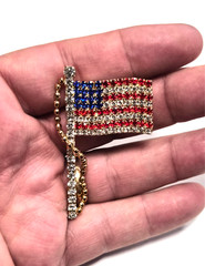 Vintage 70’s American Flag 4th of July Paved Rhinestones Patriotic Pin / Brooch