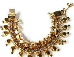 VTG Hobé Elegant Bracelet w/Clear, Blue & Black Jewels in Gold-plated Setting