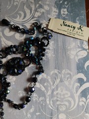 Vintage bead necklace NWT Nancy K designs Czech Republic black iris collar