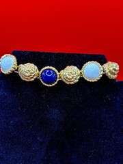 Rare Vintage Monet Nautical Set Rosette Link Collar Necklace & 7″ Link Bracelet
