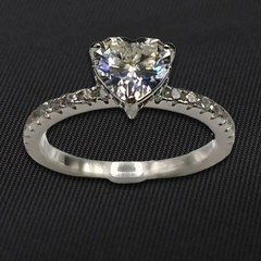 Moissanite Heart Engagement Ring Gemstone Hidden Halo CZ Sterling Silver 6 NWT