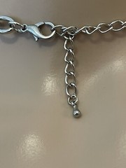 Silver tone Clear Rhinestones White Plastic HORN Shape Pendant 19″ Chain