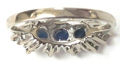 14k White Gold Sapphire & Diamond Ring Size 5.25