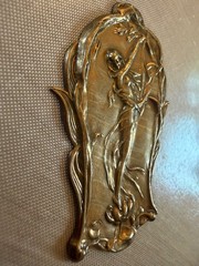 Vintage NOS Art Nouveau Brass Fairy Stamping Woodland Nymph Jewelry Finding 61mm