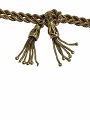 Heavy 14k Yellow Gold Knotted Rope Dangling Tassel Bracelet Vintage Estate