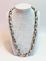Sterling Silver Men’s Chain Modernist Necklace Twisted Links Capsule Bars 22”