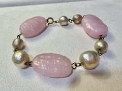 Vintage Miriam Haskell Pink Glass Bracelet Mid Century Glass Book Reference