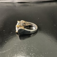 Vintage 18k GE Clear Emerald Cut CZ Ring Size 6.5 Gold Tone