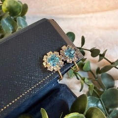 Topaz Blue and Clear Crystal Sterling Earrings
