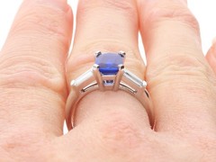 Art Deco 2.38Ct Burmese Sapphire and 0.30Ct Diamond Platinum Ring Circa 1930