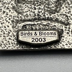 Vintage Birds and Blooms Brooch Silver Tone Sunflower Pin