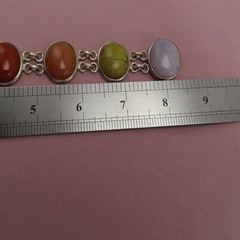 Whitney Kelly Sterling Silver Bracelet Tiger Eye Jasper Gemstones 8.5 in 703f