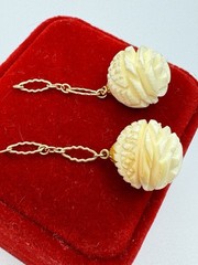 Vintage Carved Roses And 10k/14k Gold Earrings No Clasps