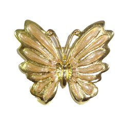 Vintage AAI Butterfly Brooch / Pin With Translucent Peach Enamel Adorned Wings!