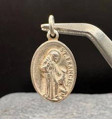VTG Antique Sterling Silver Saint Francis Anthony Estate Pendant Religious 925