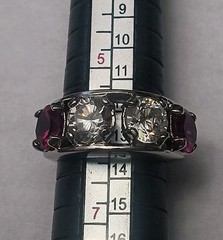 Vintage Lindenwold Sterling Size 6 Red & White Cz Ring 925 Silver Tested