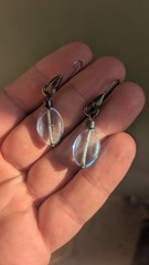 Vtg 925 Sterling Silver Sky Blue Teardrop Dangle Earrings