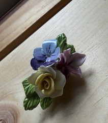 Vintage Bone China Multicolor Flower Bouquet Brooch Pin- Made in England