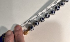 VINTAGE! Chinese 56 BEAD Necklace Hand-Knotted Porcelain BLUE & WHITE STARS 33”