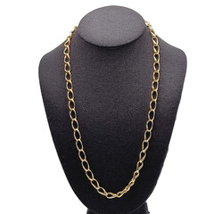 Curved Curb Oval Link Shiny Gold Tone Versatile Single Chain Necklace 24 inch