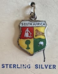 Vintage SOUTH AFRICA Coat Of Arms/Shield Sterling Silver Bracelet/Necklace Charm