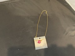 Vintage Australian Crystal PINK Heart Pendant Gold Tone Necklace NOS