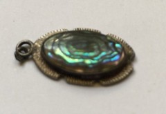 Vtg 1940’s Sterling Silver Abalone Sawtooth Edge Delicate Early Mexico Style 1