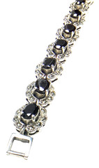 Vintage 925 Garnet & Marcasite Bracelet ~ 5mm x 6.5mm Garnets ~ 8″ long ~ Wt. 23