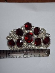 1930s red & clear rhinestone brooch, basket, flower bouquet, statement piece