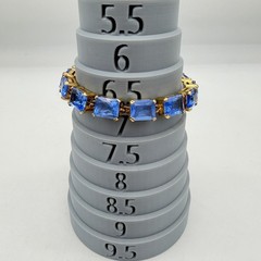 Vtg Blue Stone Tennis Bracelet Gold Over Sterling Silver Thailand UTC QVC Design