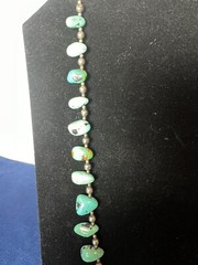Vintage Southwest Faux Turquoise Tribal Silvertone Statement Necklace 26 in Hook
