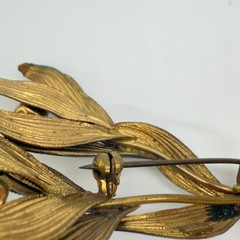 Vintage Austria Brooch Gold Tone Flower AB Rhinestones 2.5 Inches