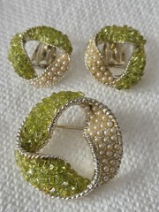 Dodds Vtg Ribbon Earrings & Brooch Pin