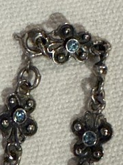 Vintage Silver Plate? and Faceted Blue Rhinestone 8.5” Bracelet