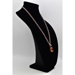 Juicy Couture Vintage Toggle Necklace Orange Crystal Rose Gold Chunky Y2K BinBL