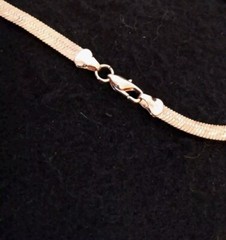 Vintage Faux Gold Herringbone Chain Necklace with Vine Print 18 in x 1/4 in