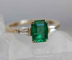 3.50 Ct Lab-Grown Green Emerald Vintage Style Wedding Ring 14K Yellow Gold FN