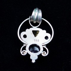 Artist Crafted Sterling Silver & Gemstone Pendant Quartz, Citrine & Amethyst