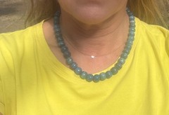 Vintage Blue Kyanite Beaded Necklace With Gold-Tone Spring Clasp