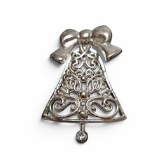 Vintage Sterling Silver Jezlaine Christmas Bell Brooch