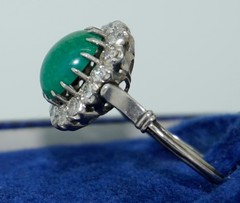 Antique Platinum Turquoise Diamond Halo Ring
