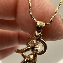 Vintage 18K RGP Rolled Gold Plated Dangle Heart Pendant Necklace 18-20”