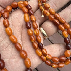 20 Grams Antique Old Natural Baltic Mutton Fat Amber Bead Necklace Jewelry