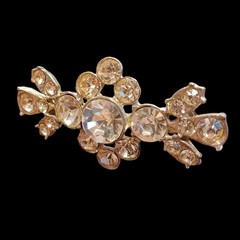 Vintage Silver Pot Metal Paste Rhinestone Brooch 2.25 X 1in