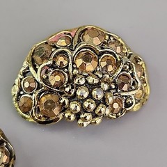 Vintage Hollycraft Rhinestone Clip On Earrings Gold Tone 1 1/8″