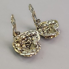 Vintage Hollycraft Rhinestone Clip On Earrings Gold Tone 1 1/8″