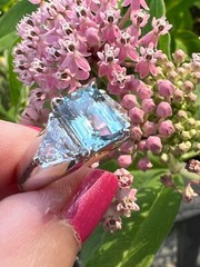 VINTAGE 14K WHITE GOLD AQUAMARINE RING ENGAGEMENT ANNIVERSARY HEAVY CHUNKY